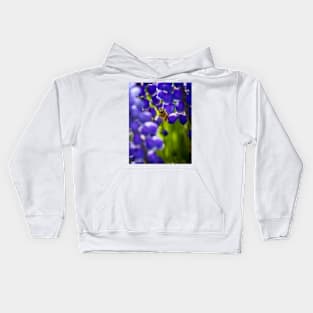 Honey Bee On Blue Flowers Kids Hoodie